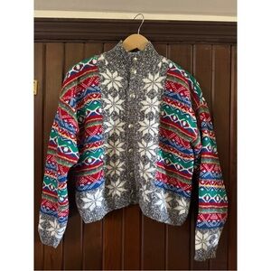 Vintage Multicolor Patterned Women's Cardigan